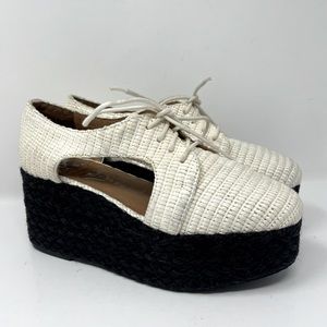 Jeffrey Campbell Tahiti Last Raffia wedged espadrille platforms US8 BoxD